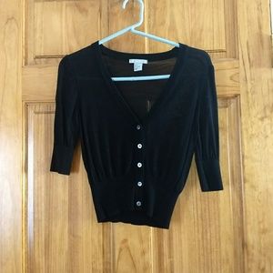 H&M cropped black cardigan sweater